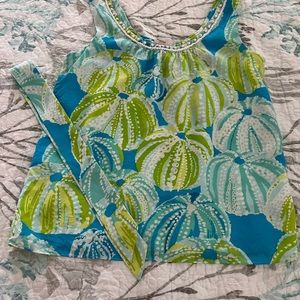 Lilly Pulitzer Silk Beaded Top Small